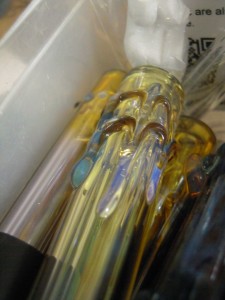Silver fumed color change with raked drip tip - Large Deluxe glass blunt