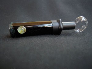 Mini Glass Blunt - Black with Frit Marble and Tip detail (1)